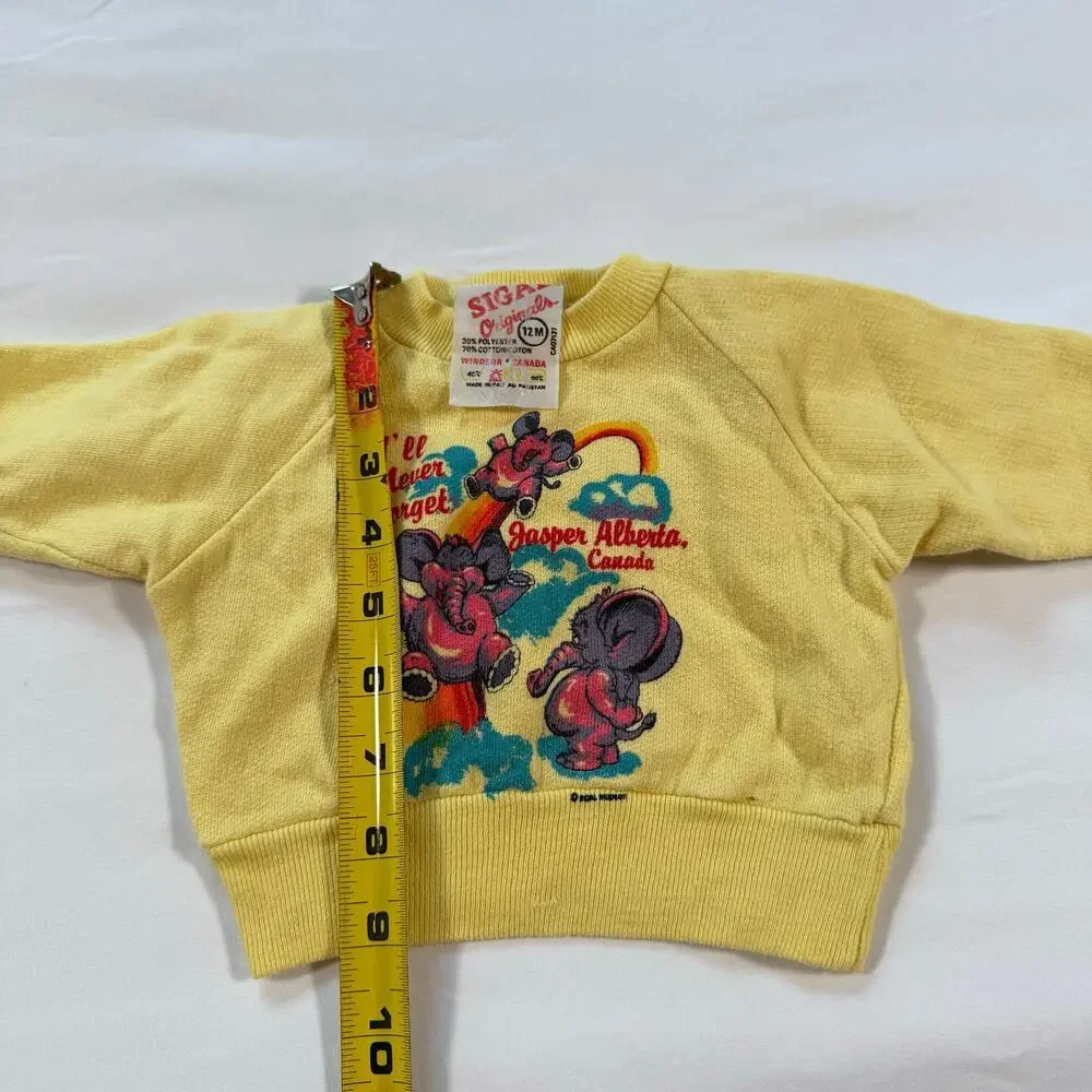 Vintage yellow sweatshirt Jasper Alberta,‎ Canada Signal originals tag size 12M